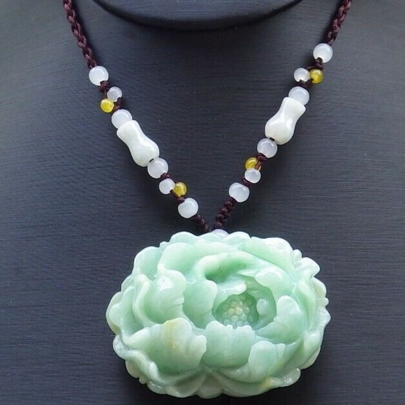 Certified Green Natural A Jade jadeite pendant Orchid Flower Necklace 花开富贵 - Picture 11 of 11